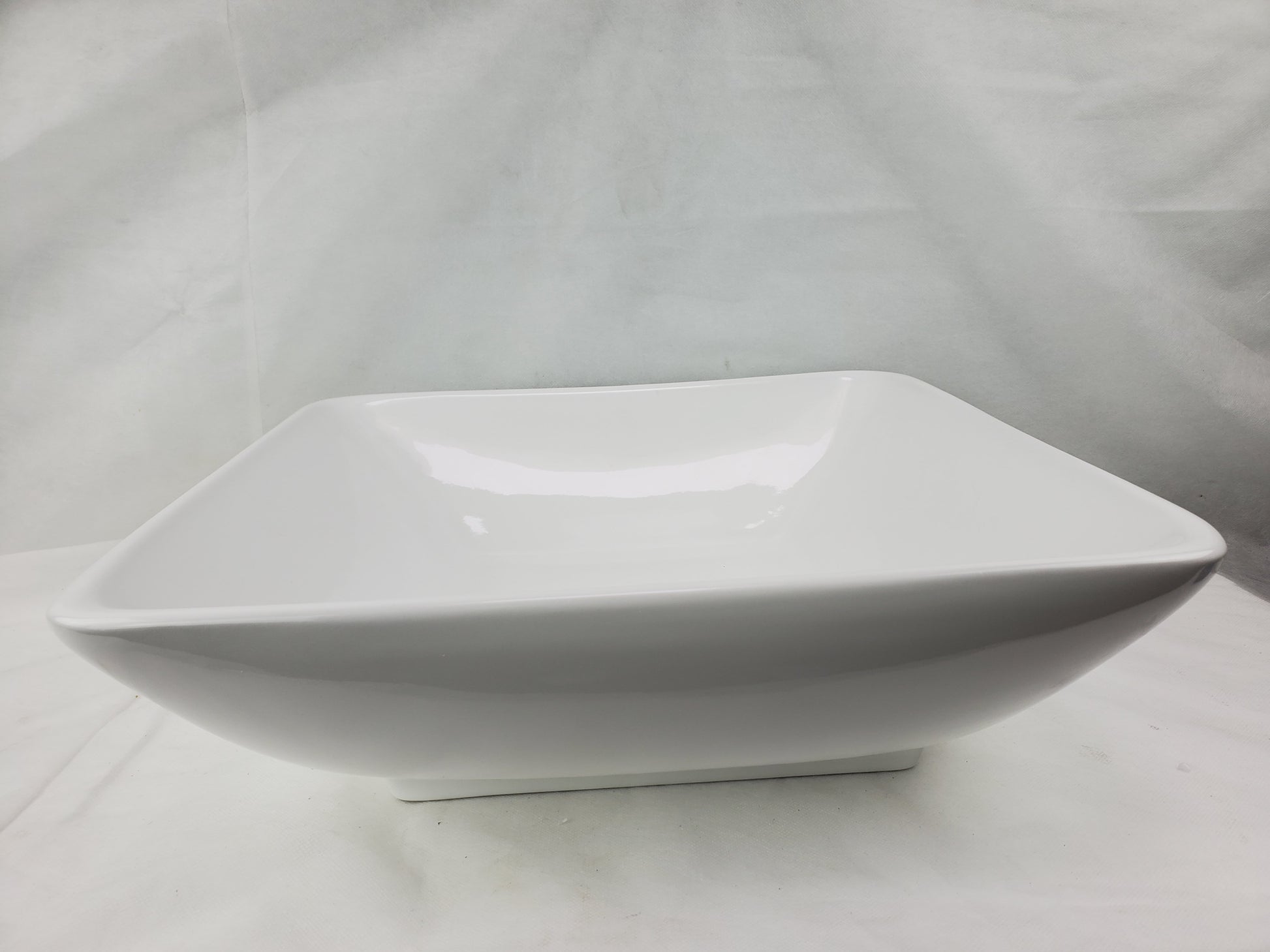 16.5-in. x 16.5-in. Square Bathroom Vessel Sink White Enamel Glaze