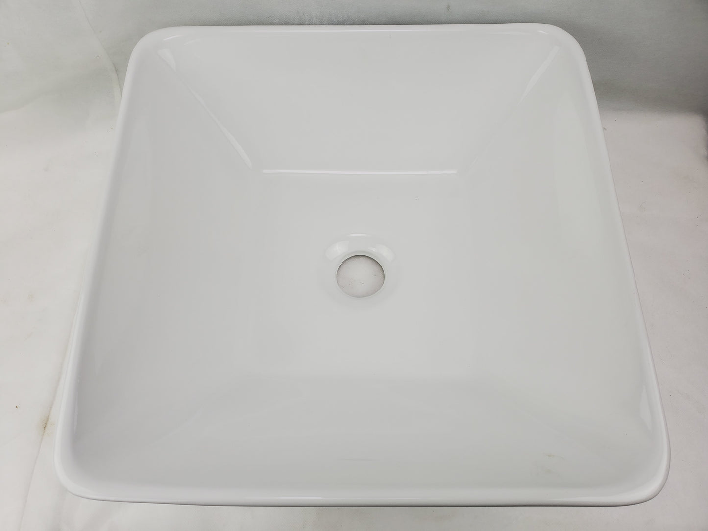 16.5-in. x 16.5-in. Square Bathroom Vessel Sink White Enamel Glaze