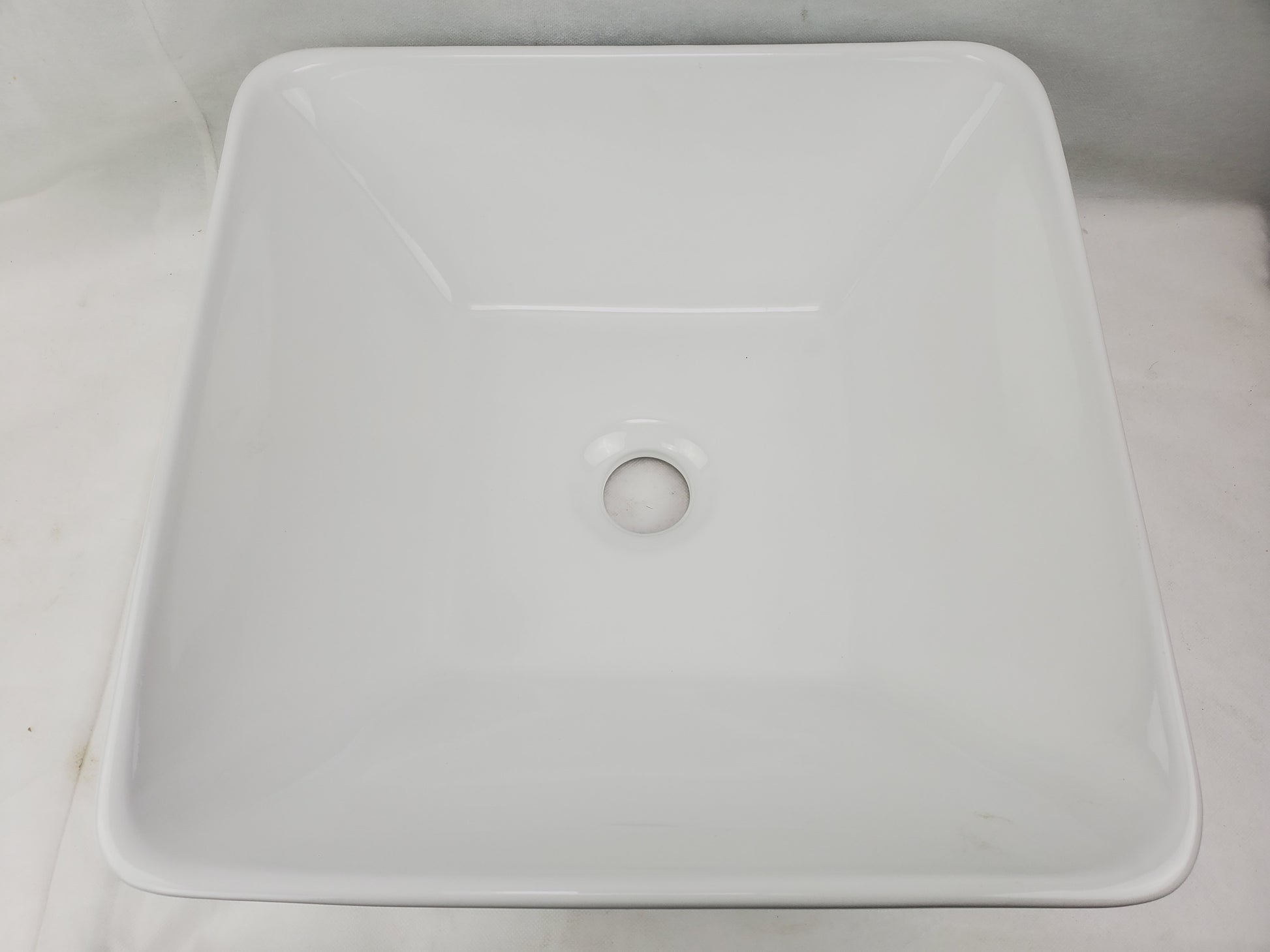16.5-in. x 16.5-in. Square Bathroom Vessel Sink White Enamel Glaze