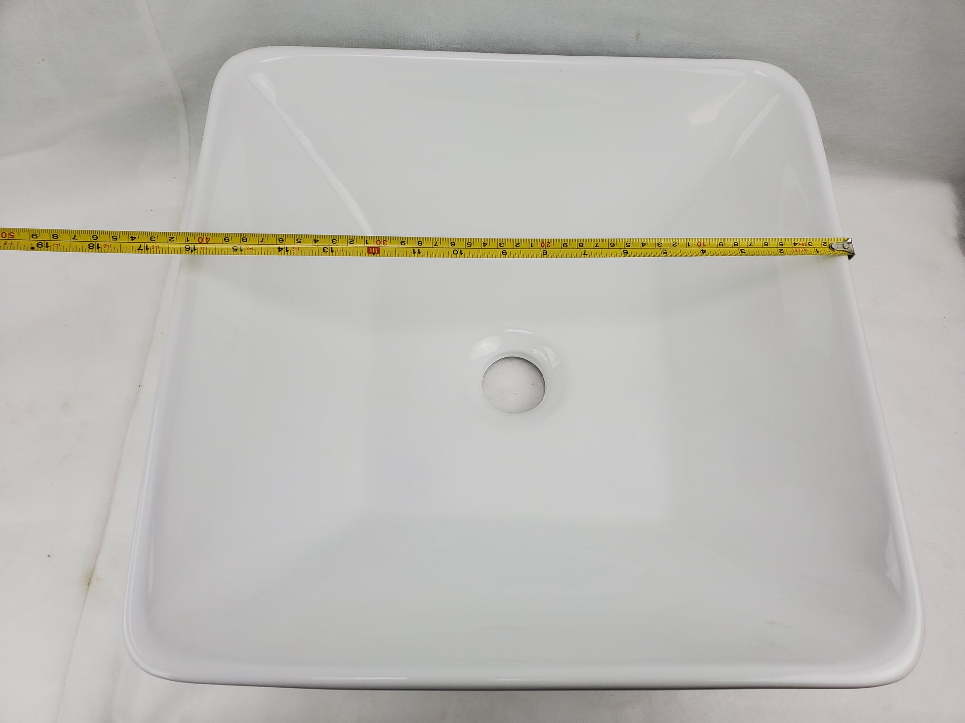 16.5-in. x 16.5-in. Square Bathroom Vessel Sink White Enamel Glaze