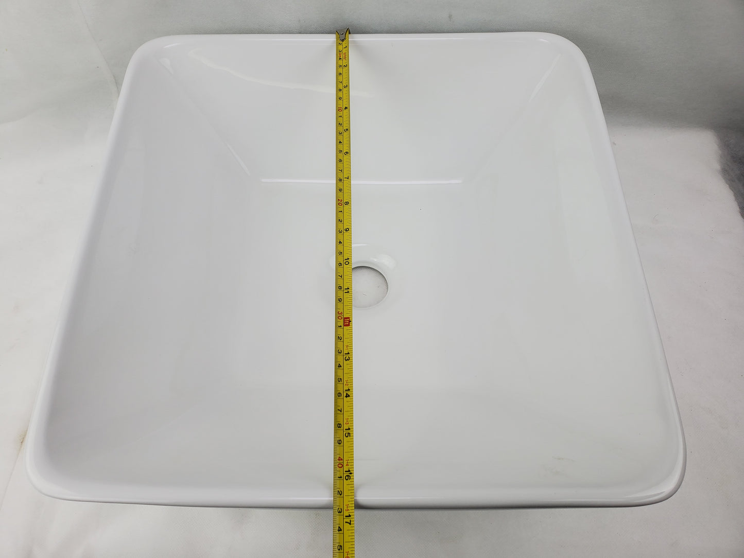 16.5-in. x 16.5-in. Square Bathroom Vessel Sink White Enamel Glaze