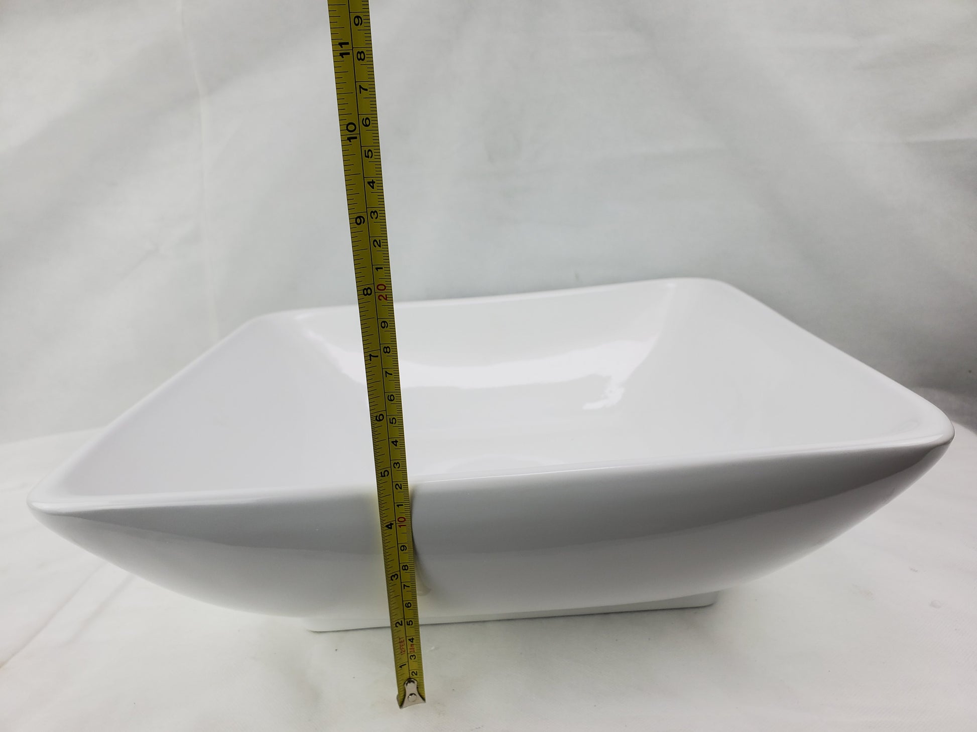 16.5-in. x 16.5-in. Square Bathroom Vessel Sink White Enamel Glaze