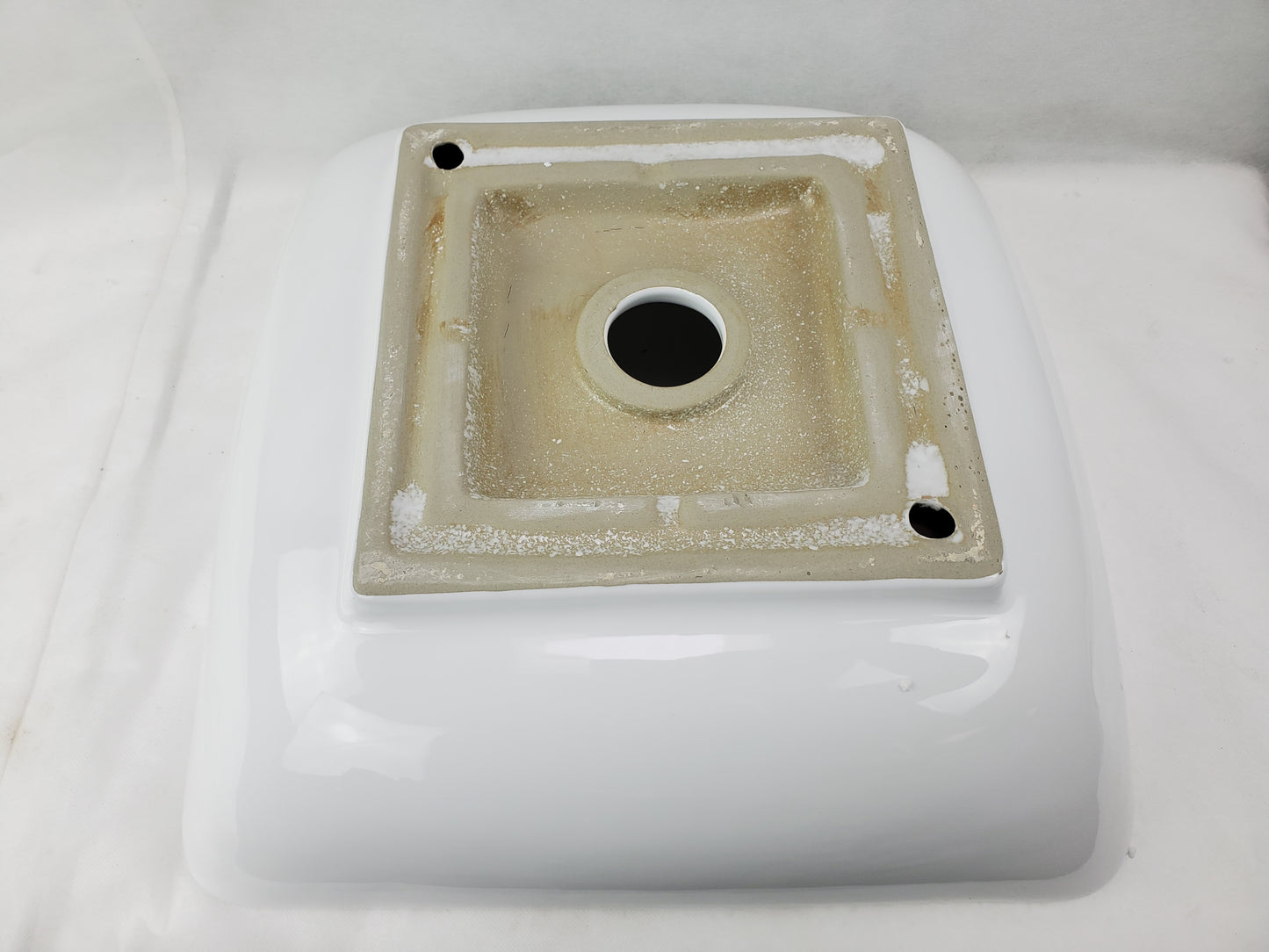 16.5-in. x 16.5-in. Square Bathroom Vessel Sink White Enamel Glaze
