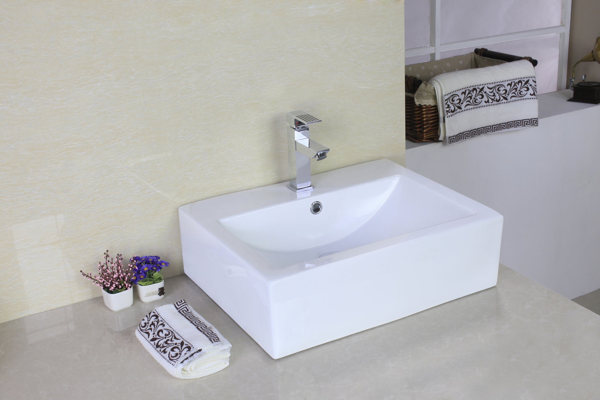 20.25-in. x 16.25-in. Rectangle Bathroom Vessel Sink White Enamel Glaze