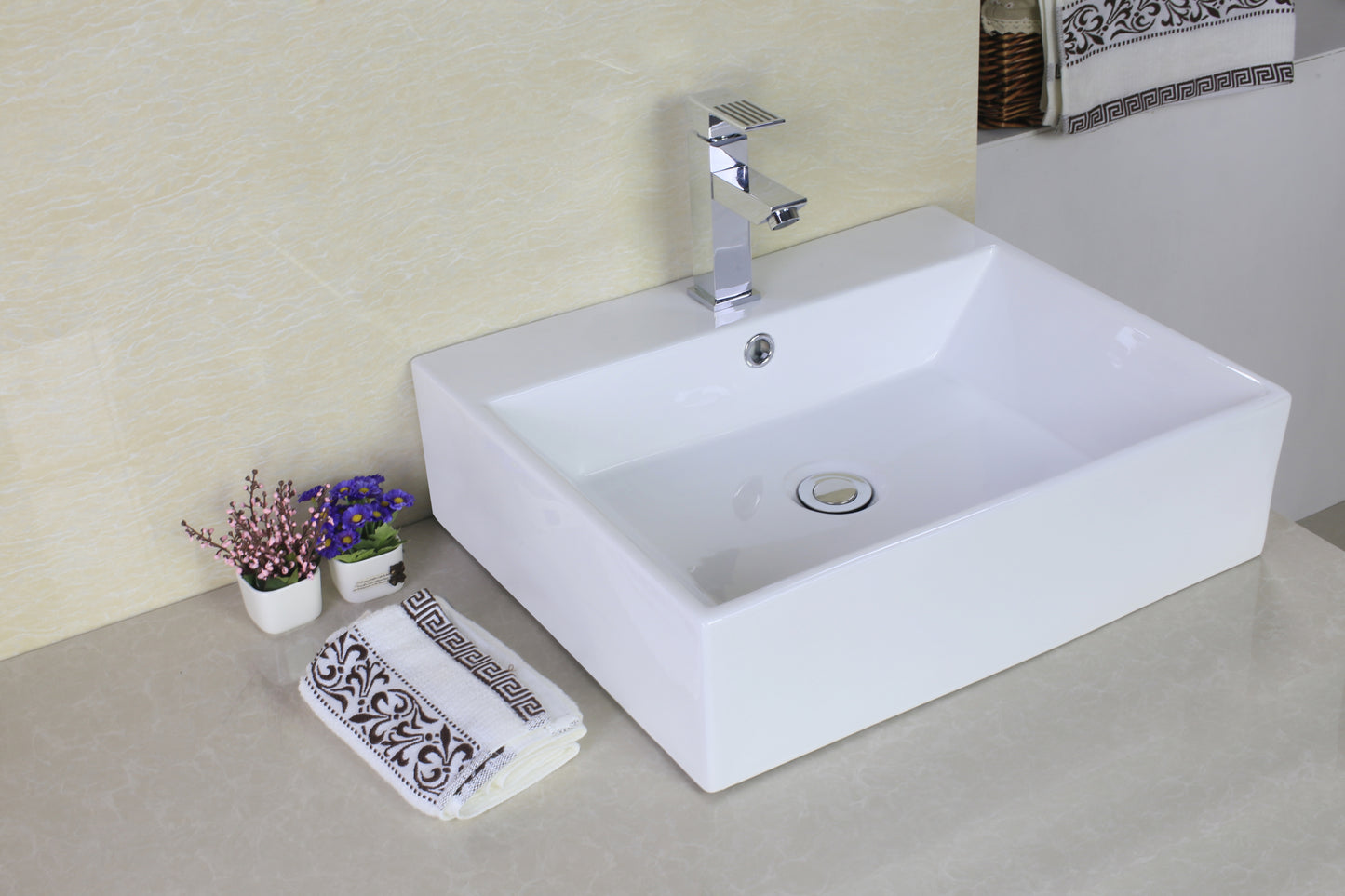 20.5-in. x 17.25-in. Rectangle Bathroom Vessel Sink White Enamel Glaze