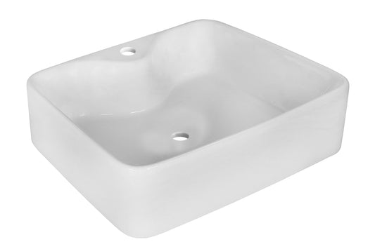 18.75-in. x 14.75-in. Rectangle Bathroom Vessel Sink White Enamel Glaze