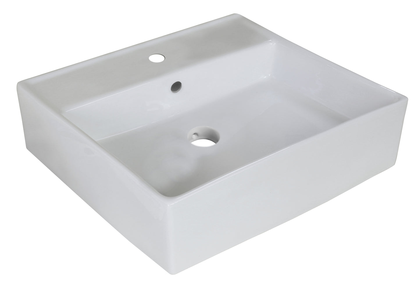 18-in. x 18-in. Square Bathroom Vessel Sink White Enamel Glaze