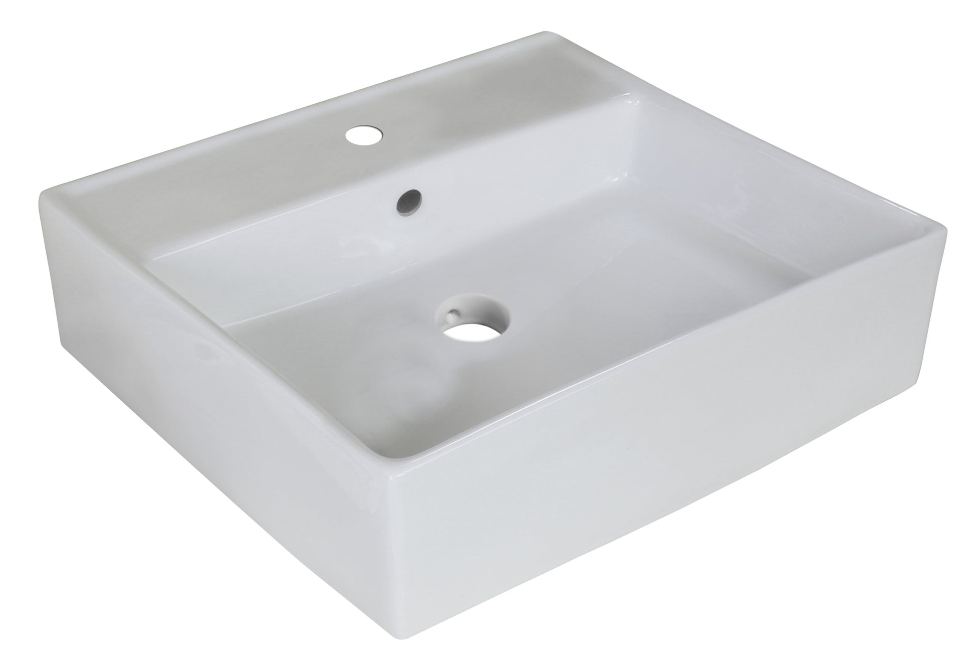 18-in. x 18-in. Square Bathroom Vessel Sink White Enamel Glaze