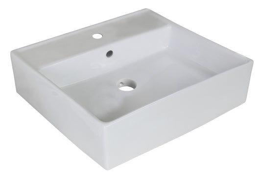 18-in. x 18-in. Square Bathroom Vessel Sink White Enamel Glaze