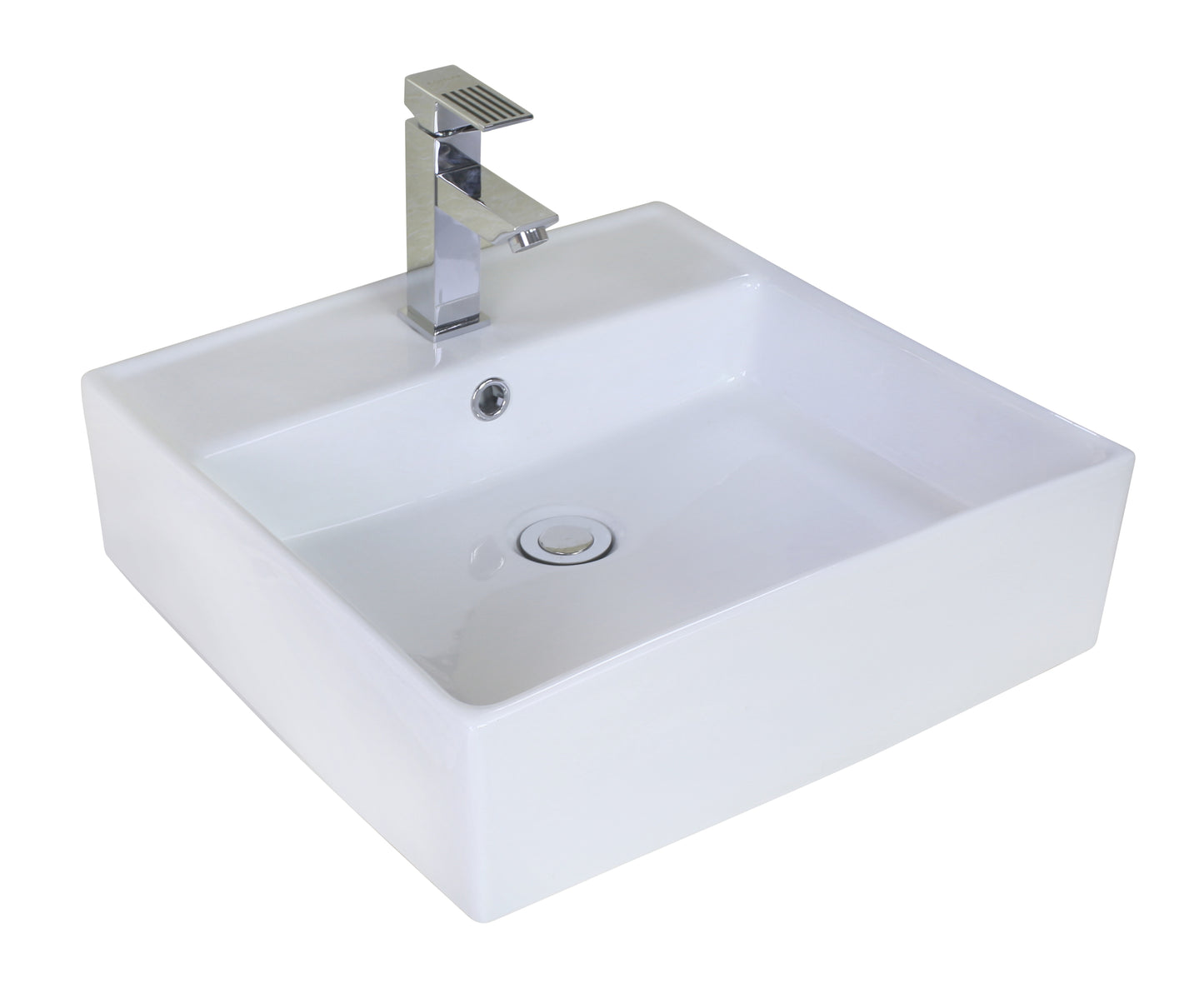18-in. x 18-in. Square Bathroom Vessel Sink White Enamel Glaze