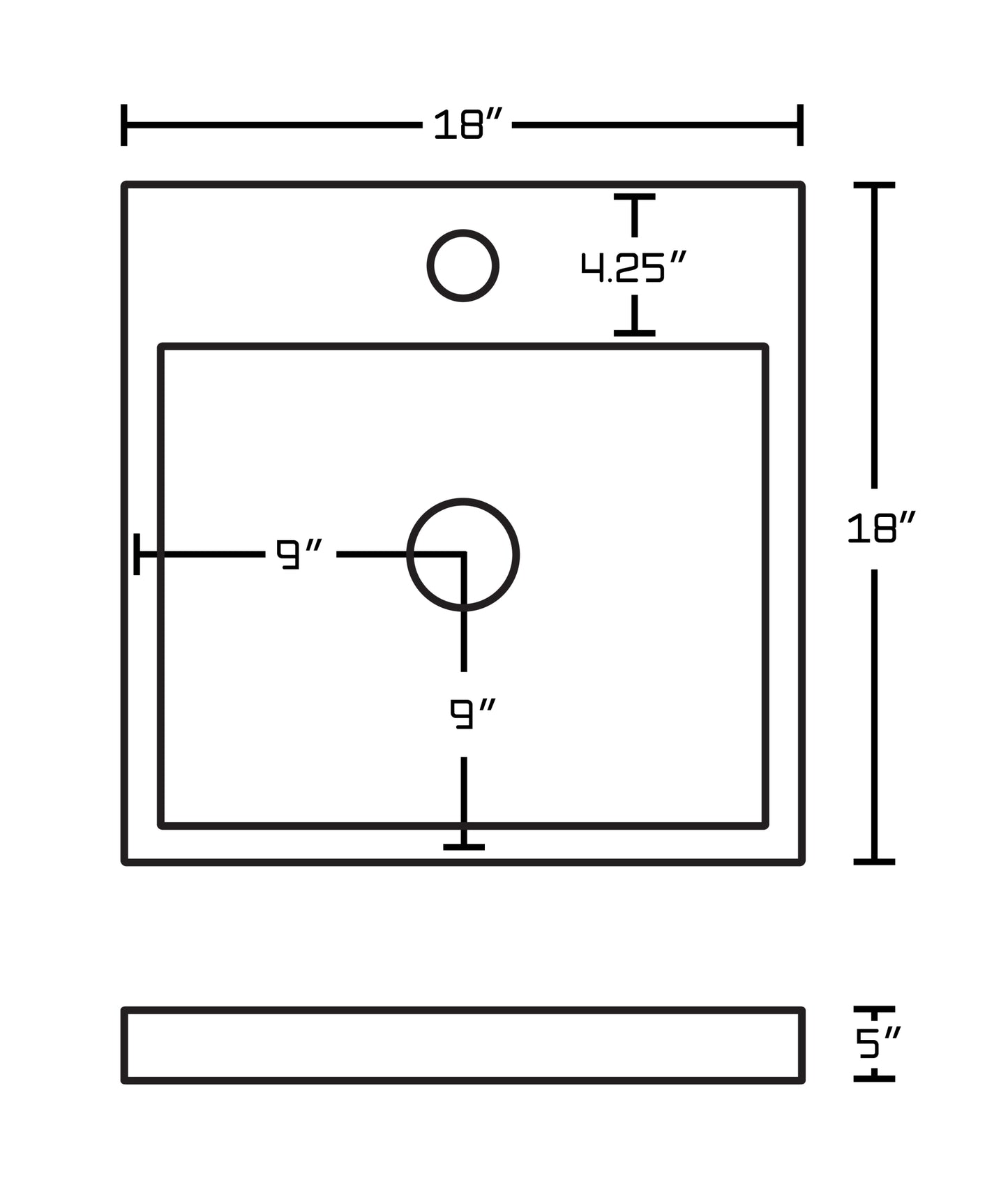 18-in. x 18-in. Square Bathroom Vessel Sink White Enamel Glaze