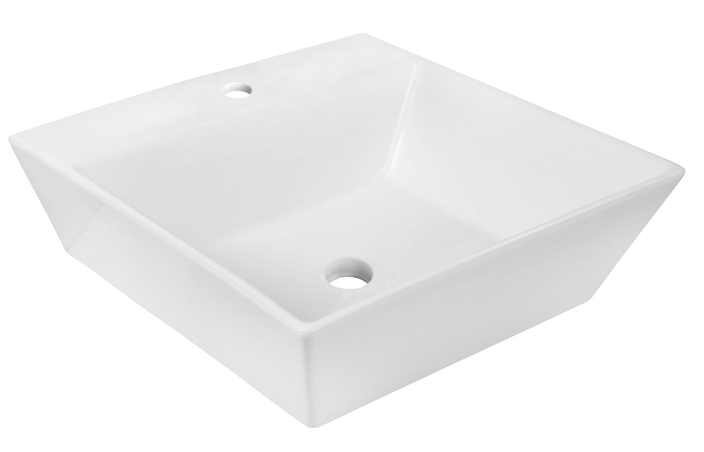 16.5-in. x 16.5-in. Square Bathroom Vessel Sink White Enamel Glaze