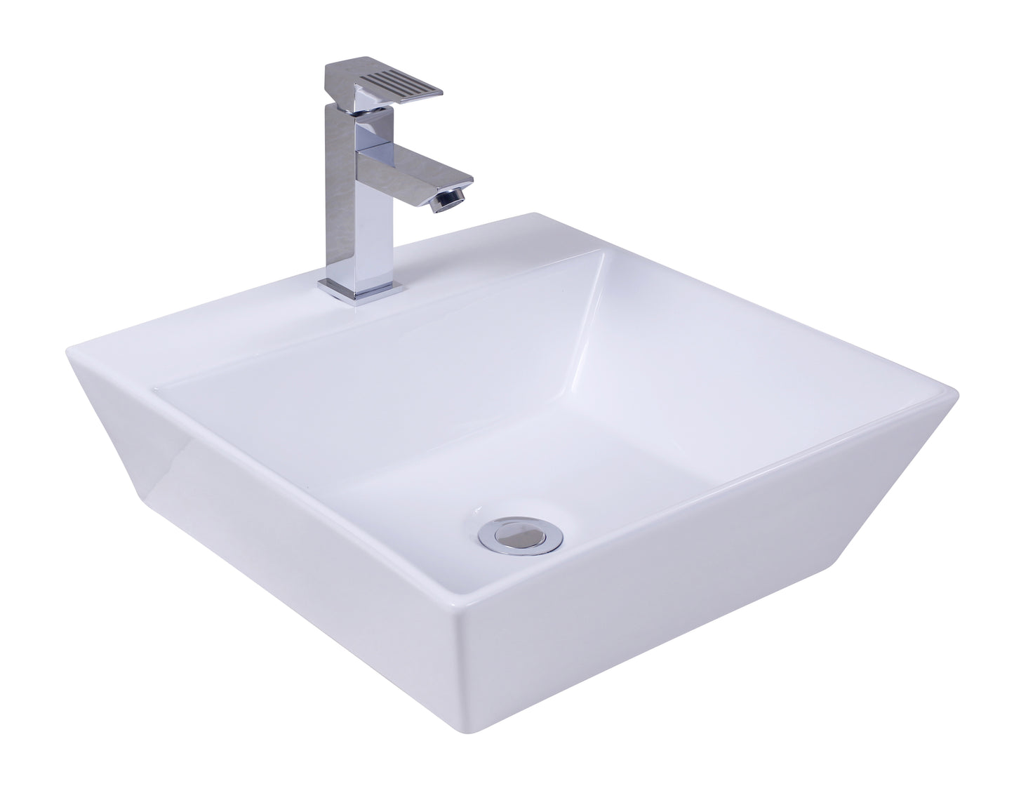 16.5-in. x 16.5-in. Square Bathroom Vessel Sink White Enamel Glaze