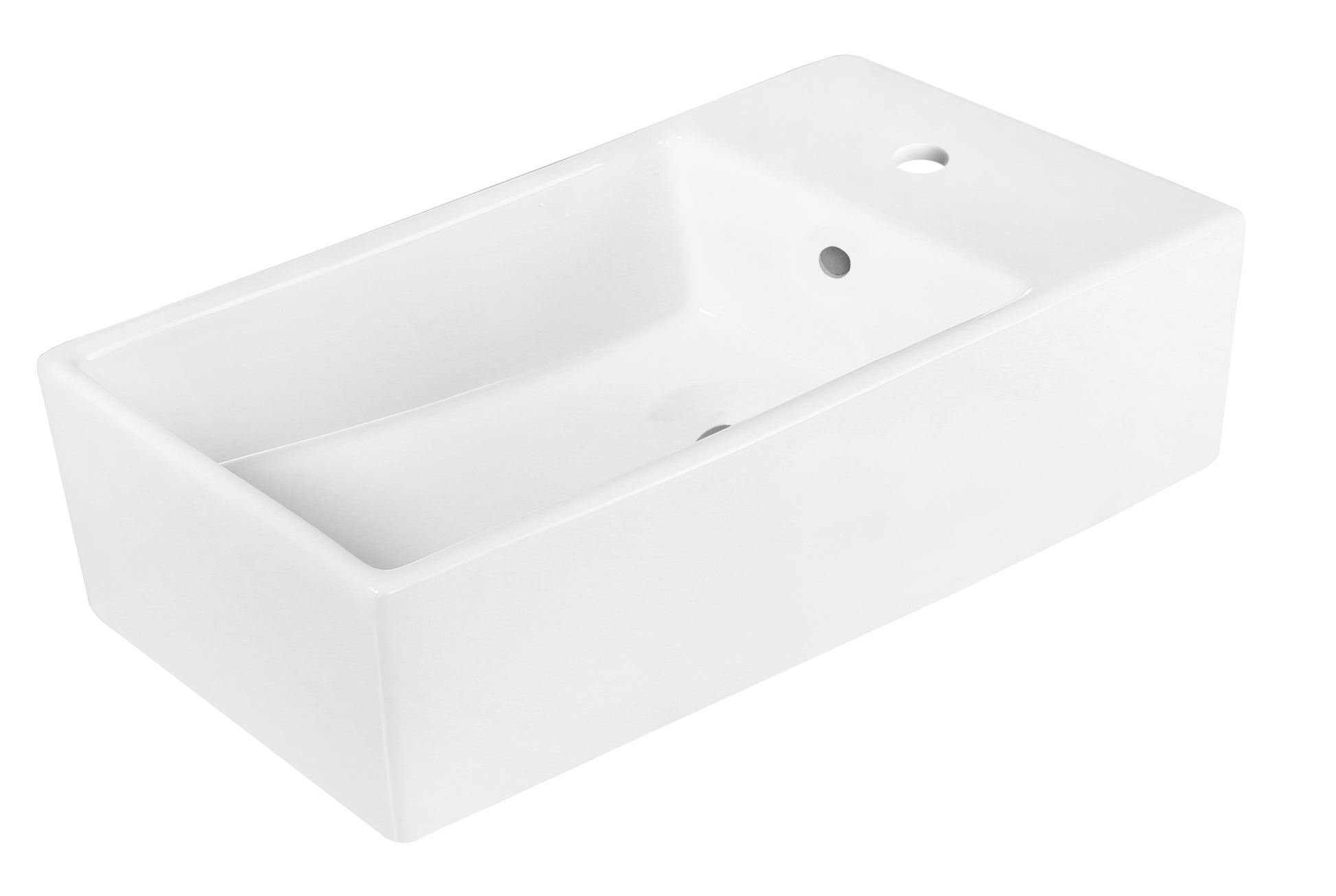 19-in. x 9.75-in. Rectangle Bathroom Vessel Sink White Enamel Glaze