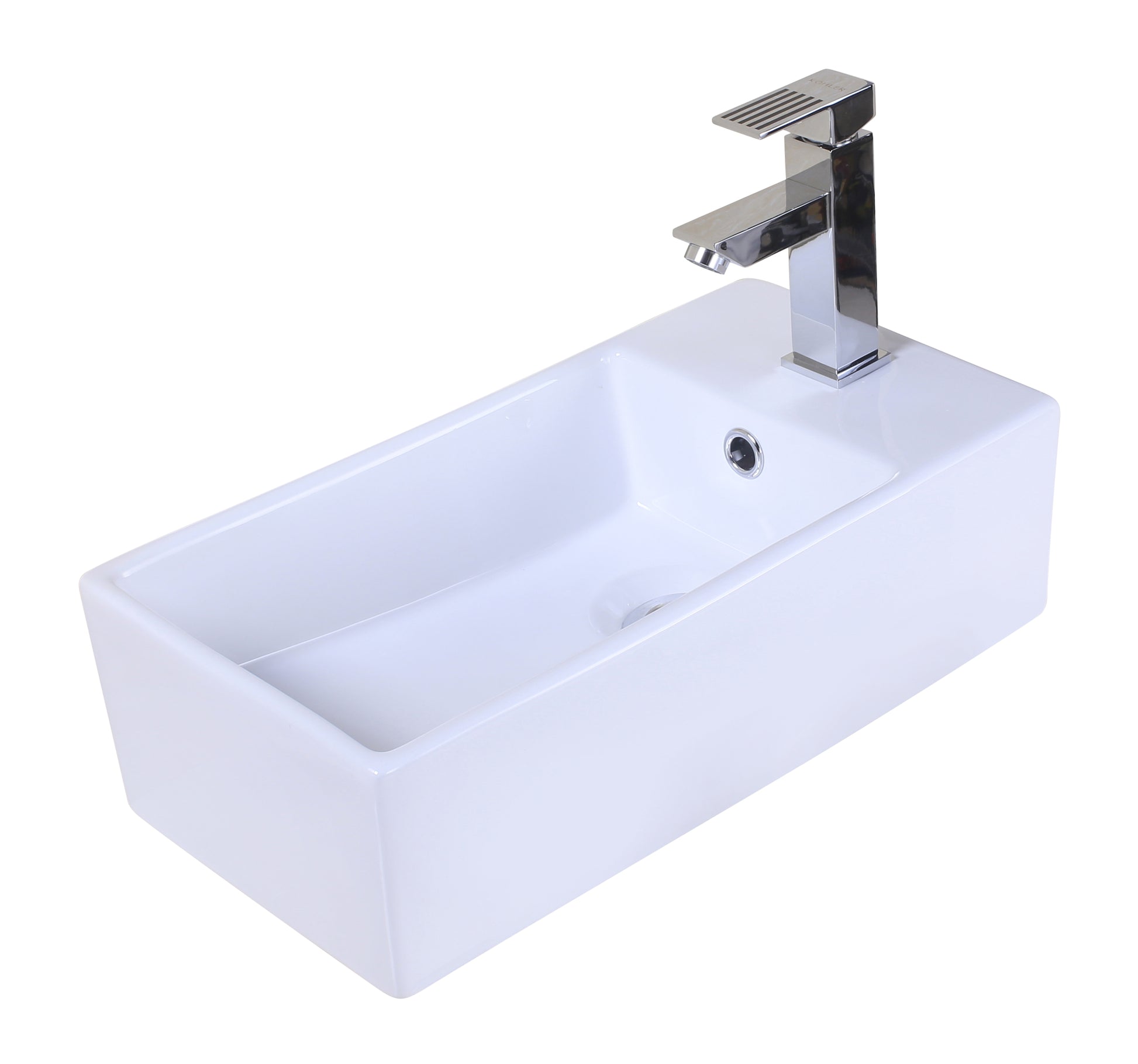 19-in. x 9.75-in. Rectangle Bathroom Vessel Sink White Enamel Glaze