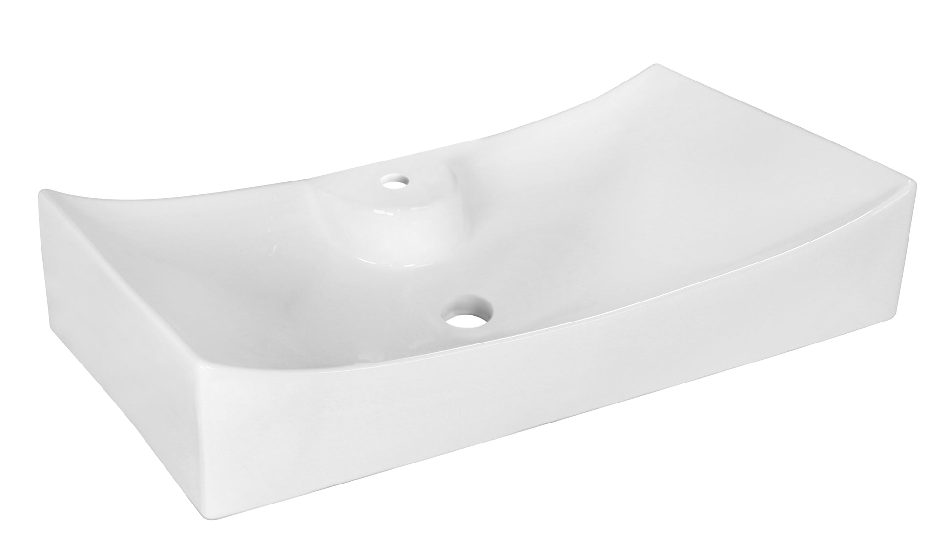 26.25-in. x 15.25-in. Rectangle Bathroom Vessel Sink White Enamel Glaze