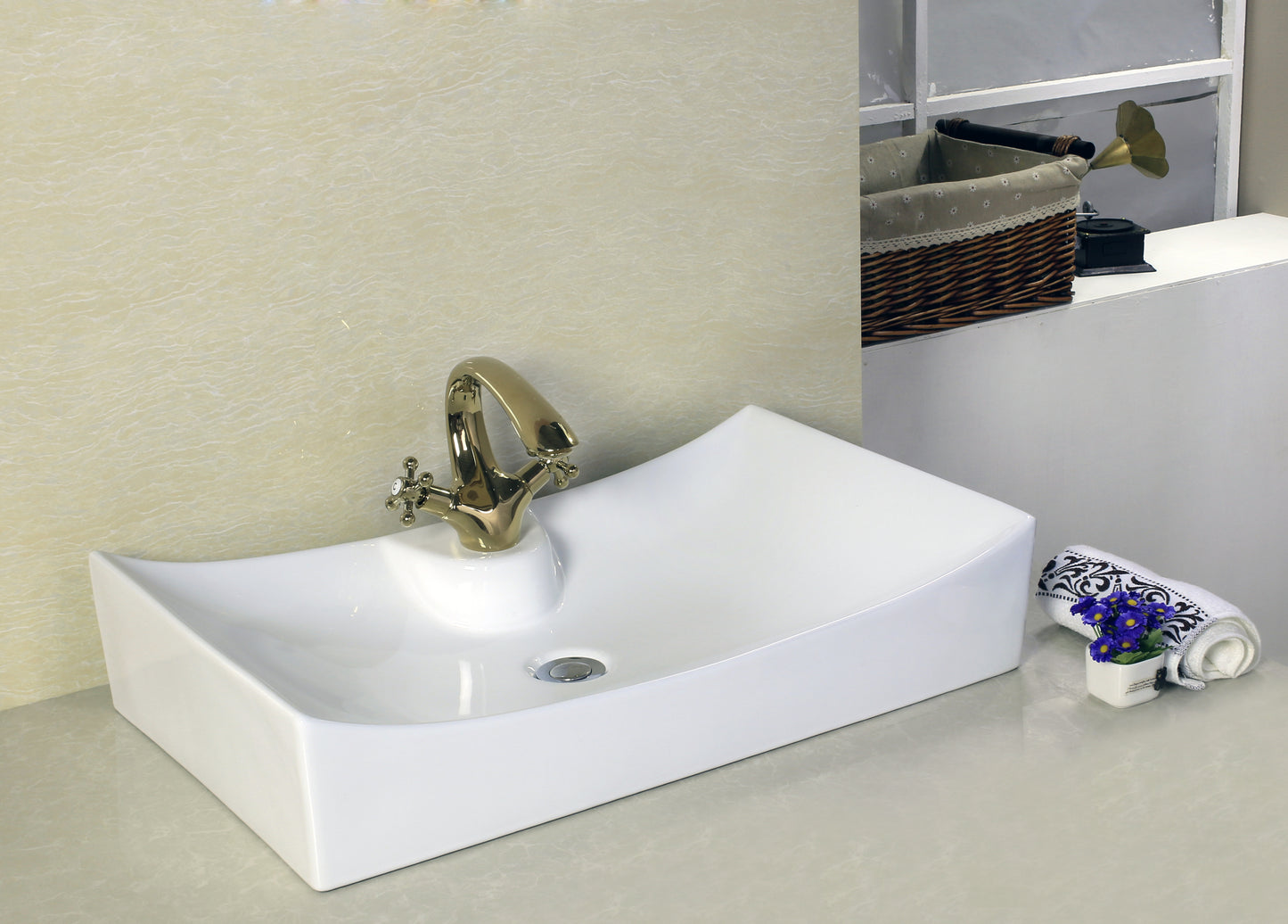26.25-in. x 15.25-in. Rectangle Bathroom Vessel Sink White Enamel Glaze
