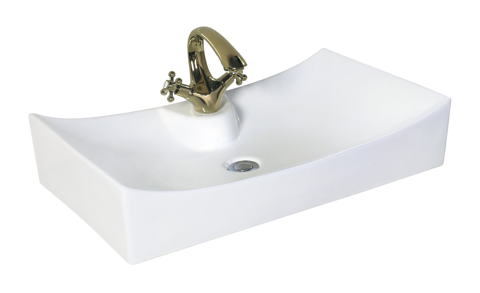 26.25-in. x 15.25-in. Rectangle Bathroom Vessel Sink White Enamel Glaze