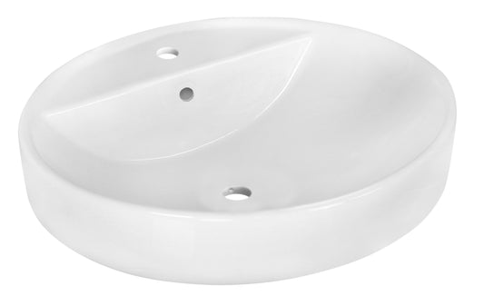 18.1-in. x 18.1-in. Round Bathroom Vessel Sink White Enamel Glaze