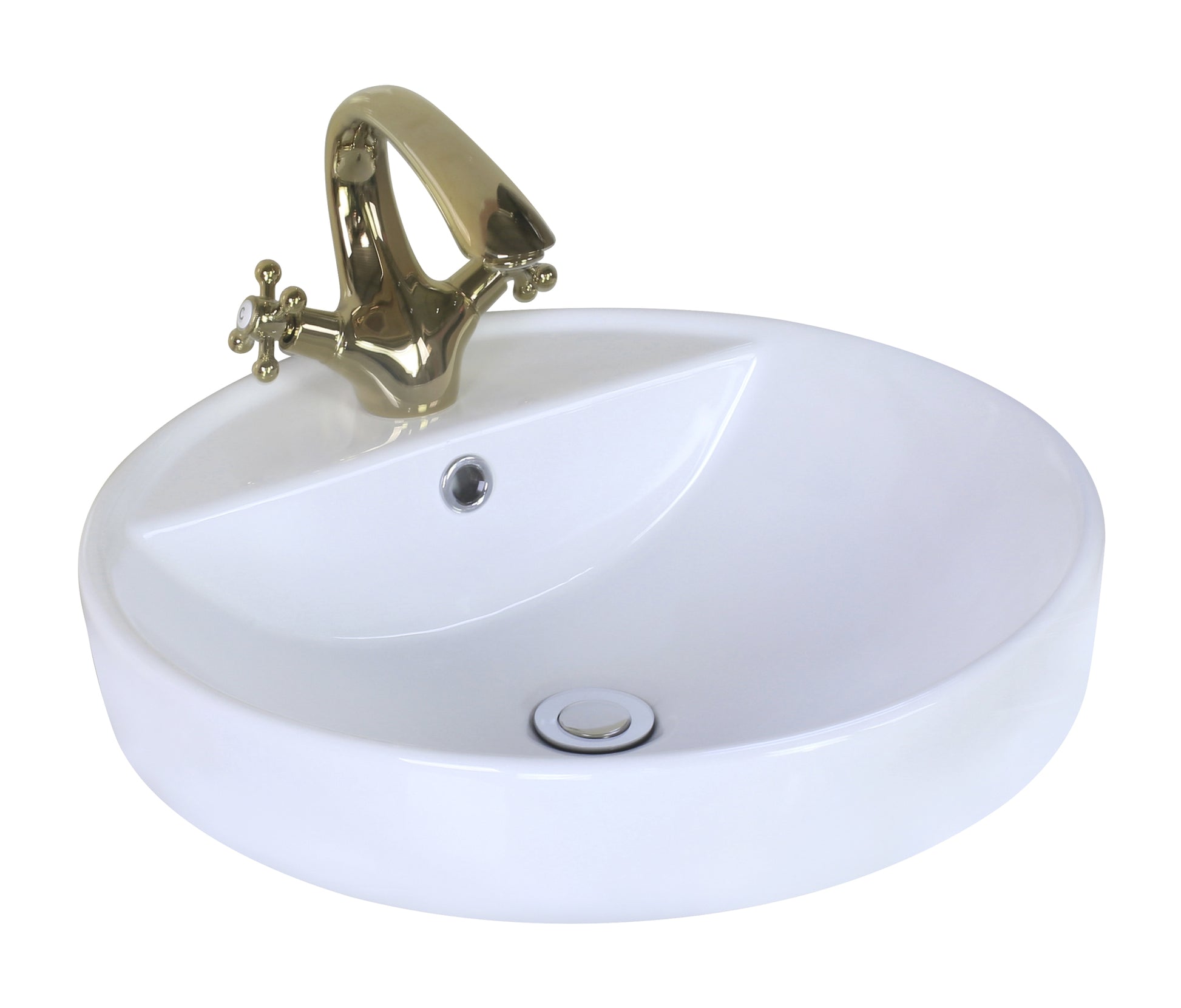 18.1-in. x 18.1-in. Round Bathroom Vessel Sink White Enamel Glaze