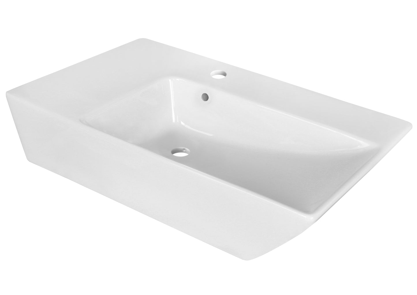 25.5-in. x 15.5-in. Rectangle Bathroom Vessel Sink White Enamel Glaze