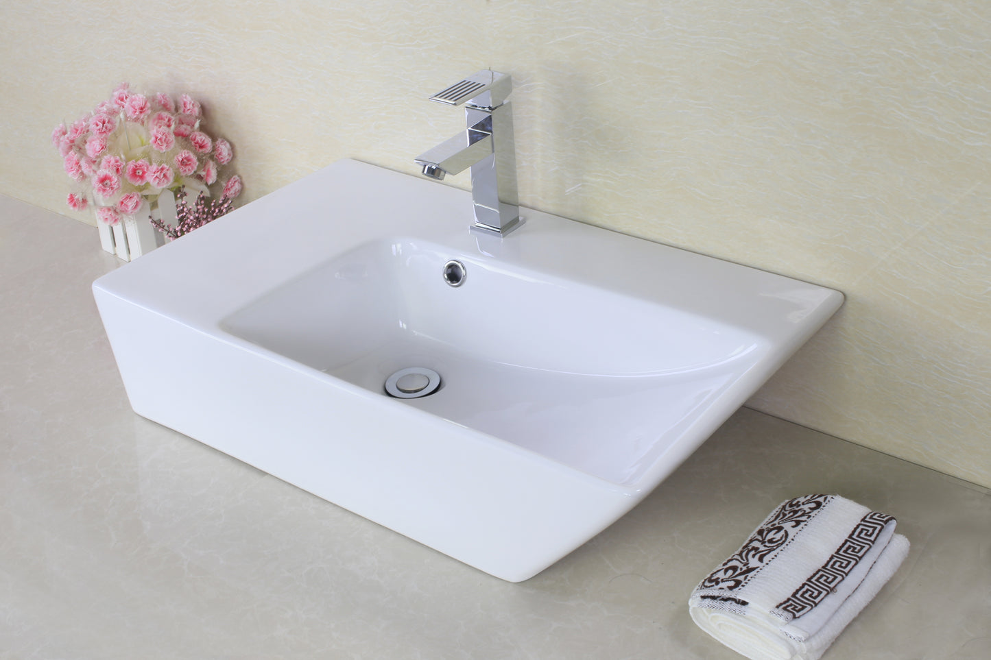 25.5-in. x 15.5-in. Rectangle Bathroom Vessel Sink White Enamel Glaze