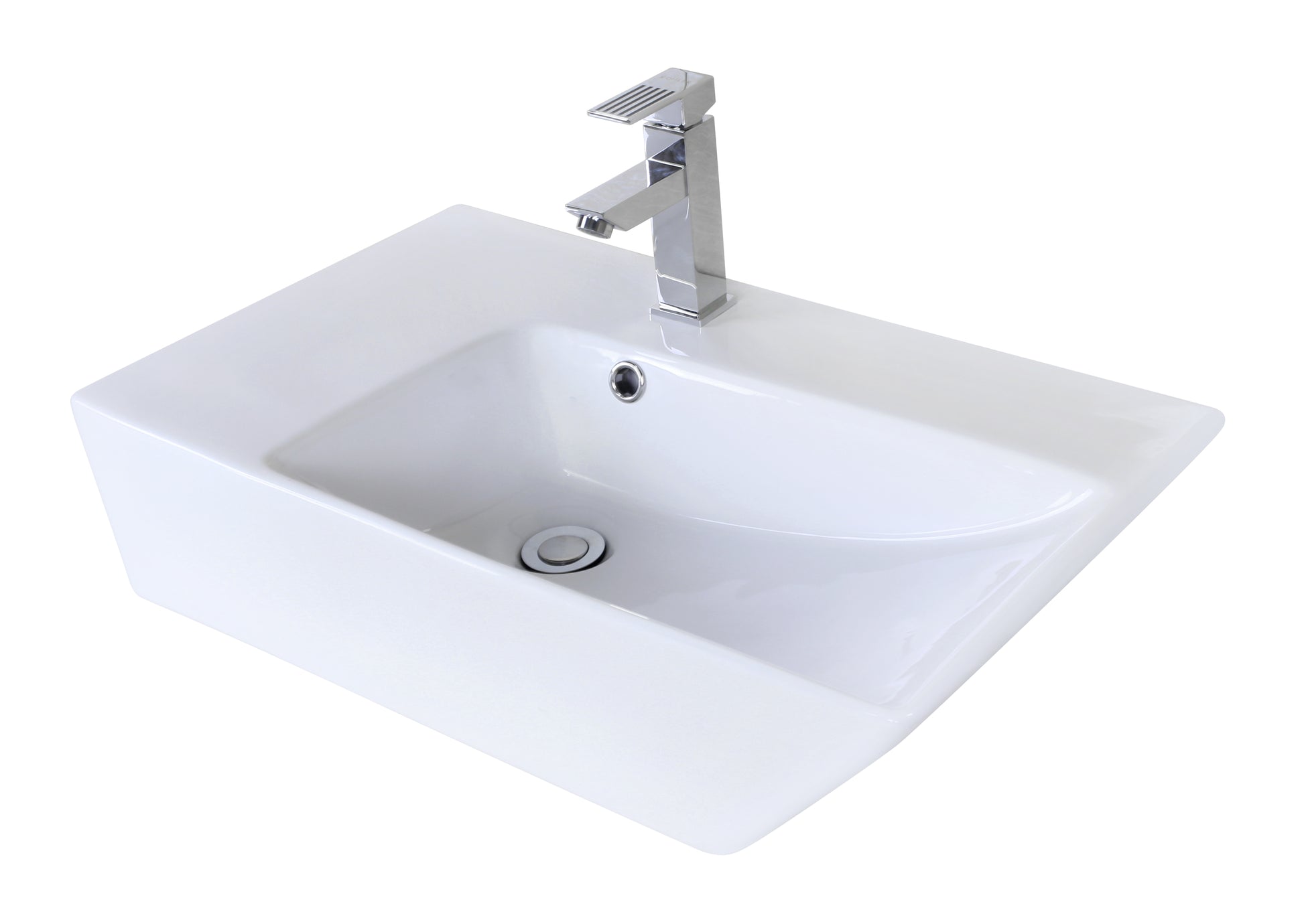 25.5-in. x 15.5-in. Rectangle Bathroom Vessel Sink White Enamel Glaze