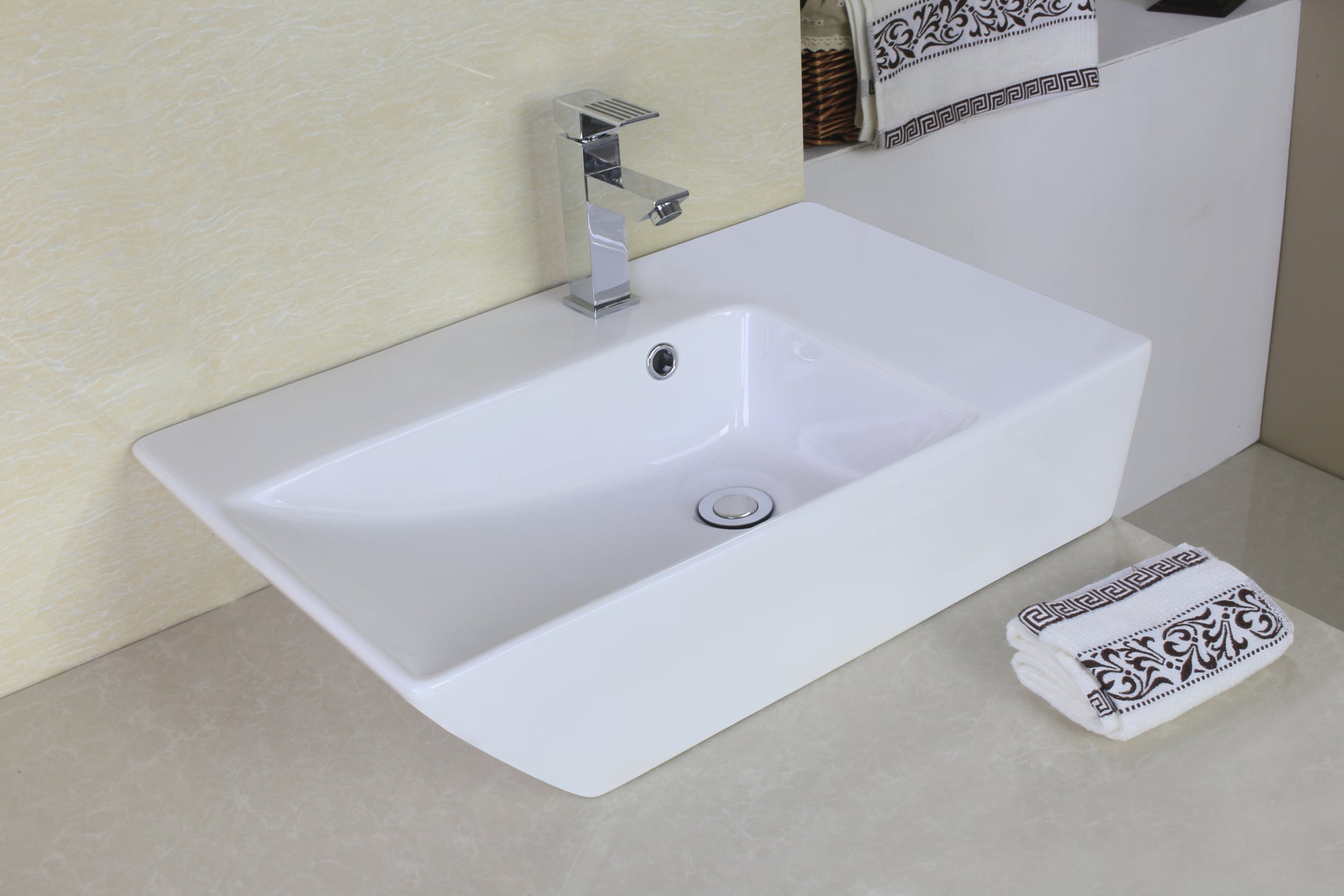 25.5-in. x 15.5-in. Rectangle Bathroom Vessel Sink White Enamel Glaze