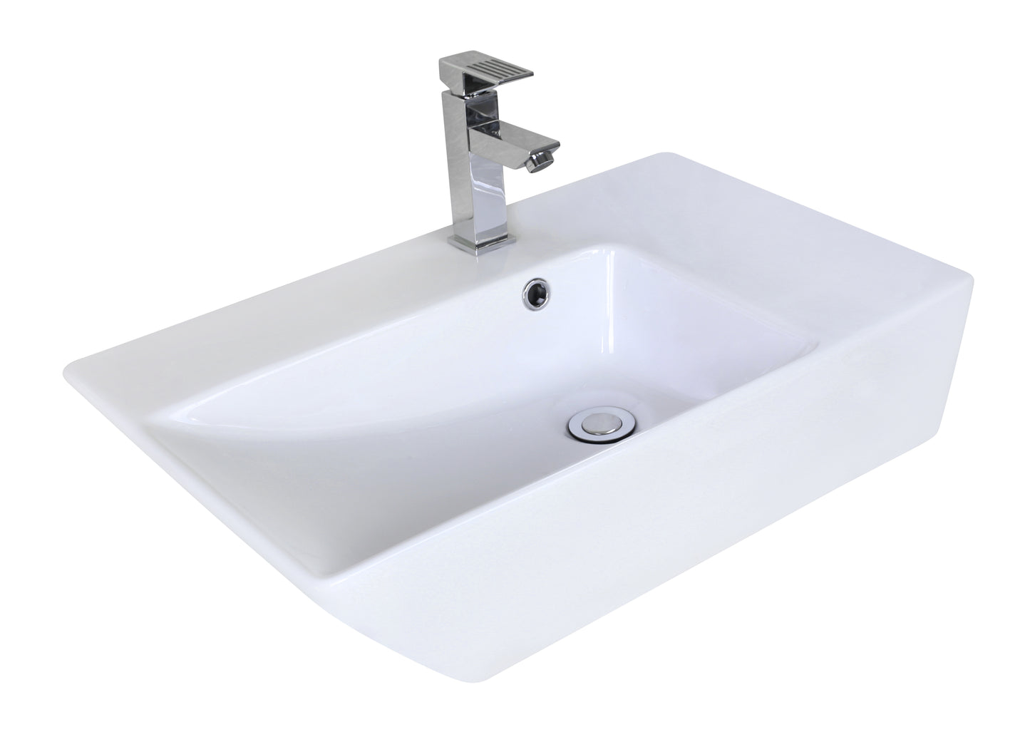 25.5-in. x 15.5-in. Rectangle Bathroom Vessel Sink White Enamel Glaze