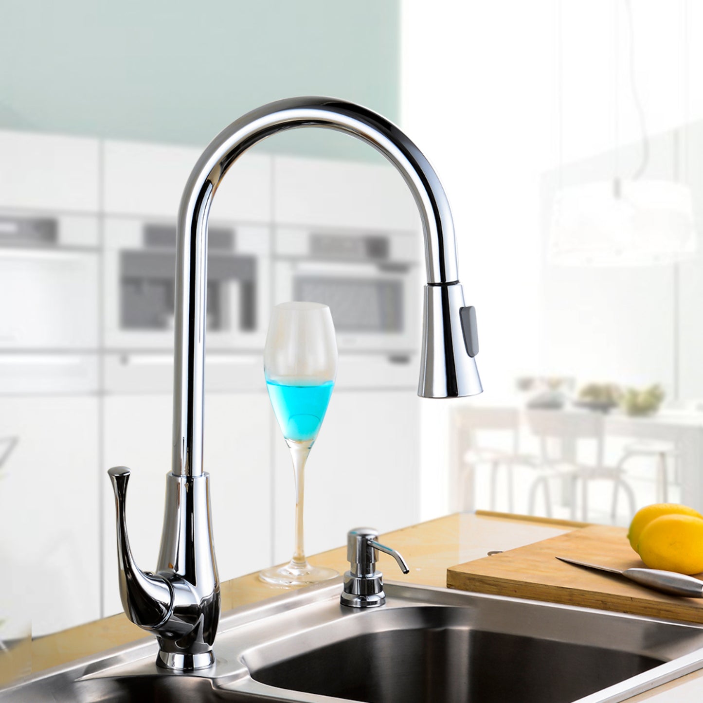 1 Hole CUPC Stainless Steel Kitchen Sink Faucet Chrome Stainless Steel