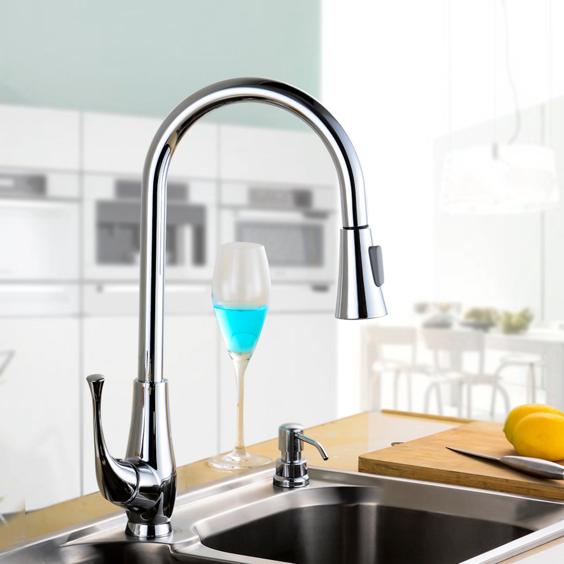 1 Hole CUPC Stainless Steel Kitchen Sink Faucet Chrome Stainless Steel