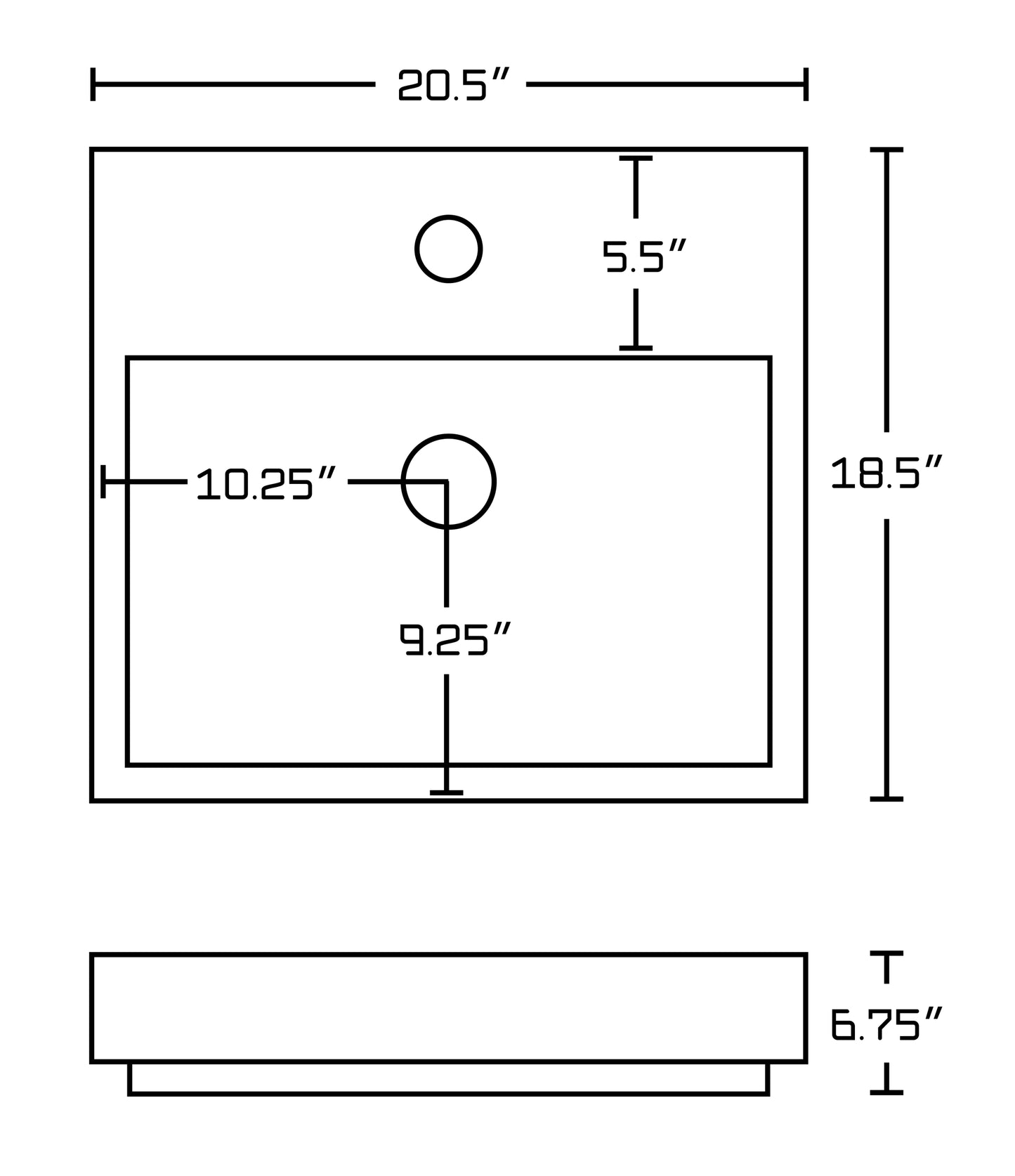 20.5-in. x 18.5-in. Rectangle Bathroom Vessel Sink White Enamel Glaze