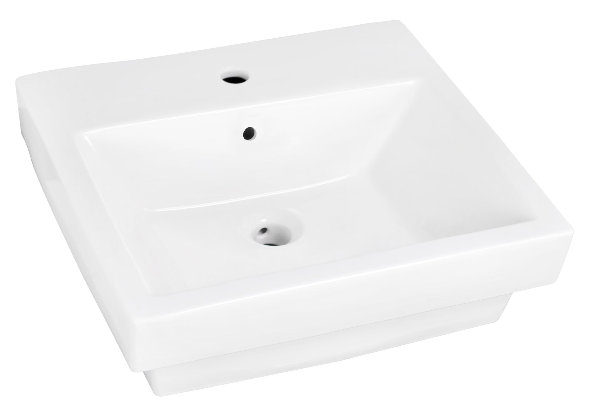 19-in. x 17.5-in. Rectangle Bathroom Vessel Sink White Enamel Glaze