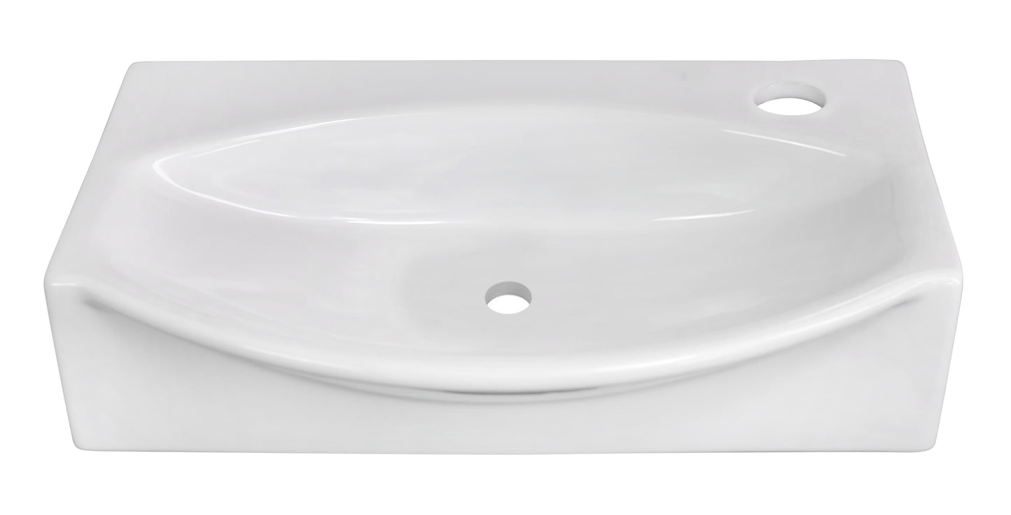 16.5-in. x 12-in. Unique Bathroom Vessel Sink White Enamel Glaze