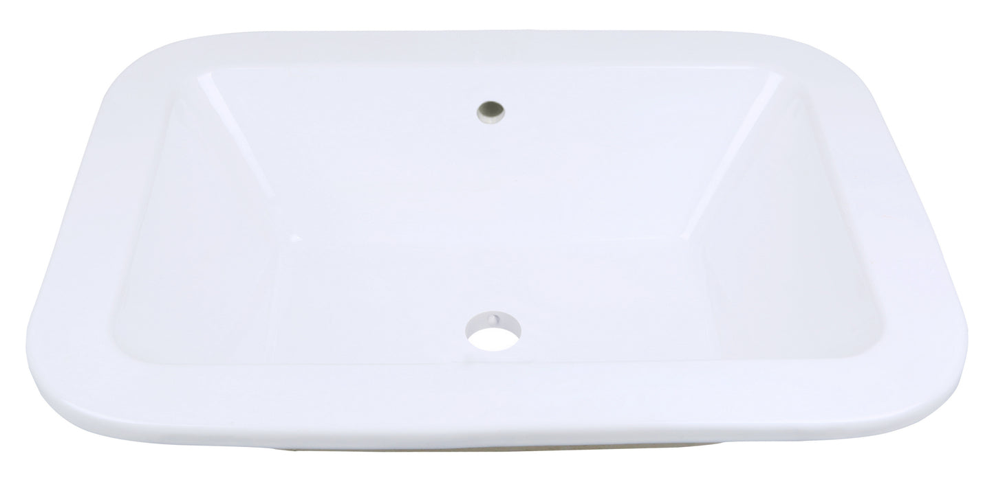 21.75-in. x 16-in. Rectangle Bathroom Vessel Sink White Enamel Glaze