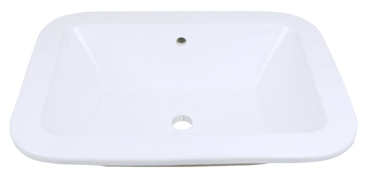 21.75-in. x 16-in. Rectangle Bathroom Vessel Sink White Enamel Glaze