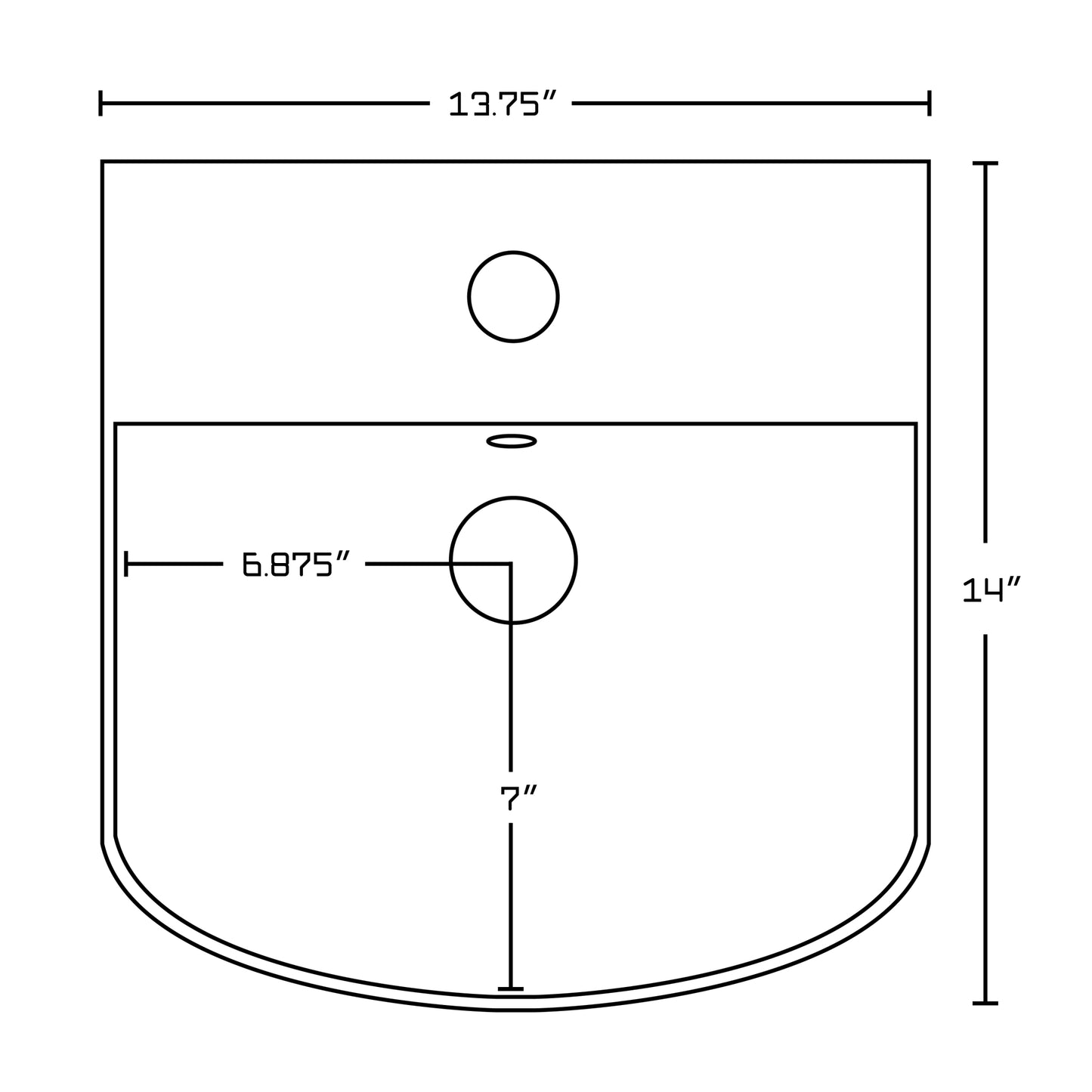 13.75-in. x 14-in. Rectangle Bathroom Vessel Sink White Enamel Glaze