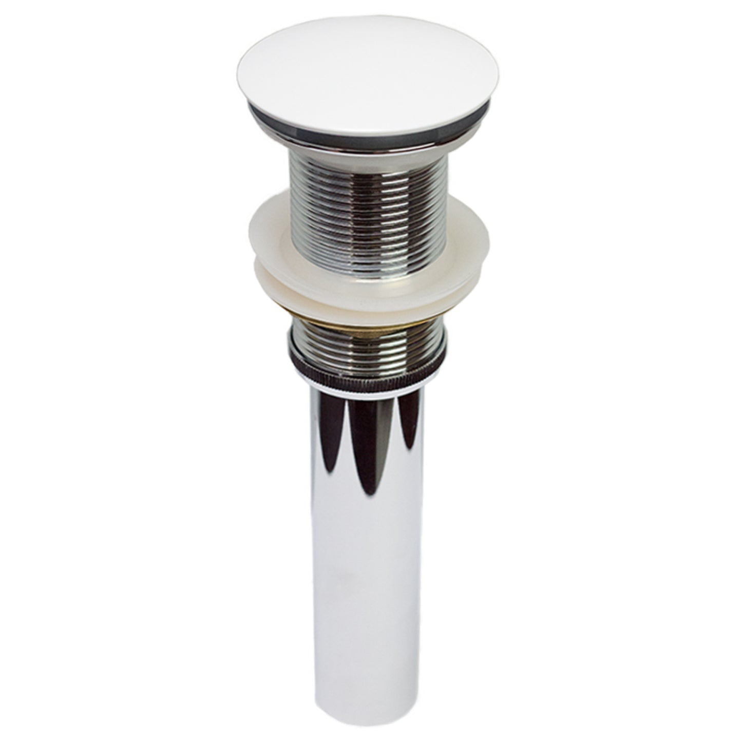 2.6 in. x 2.6 in. No Overflow Bathroom Sink Drain White Stainless Steel