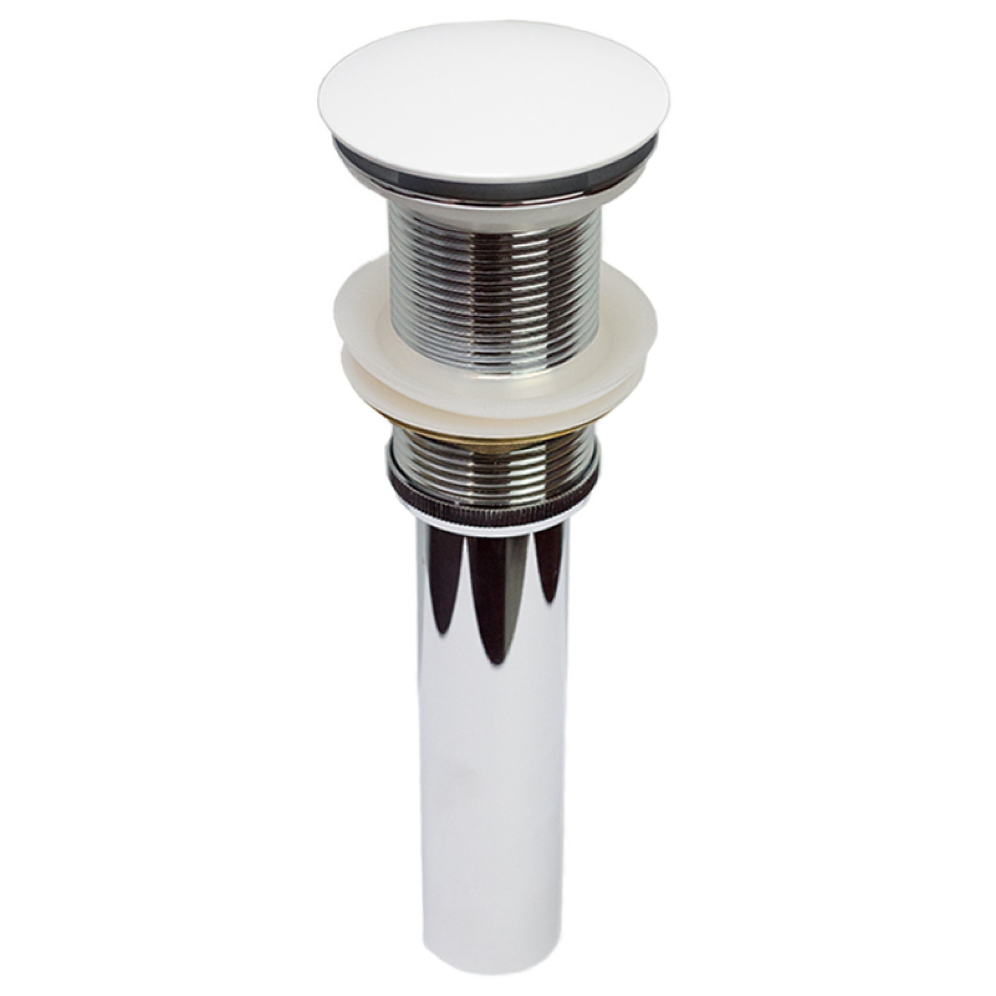 2.6 in. x 2.6 in. No Overflow Bathroom Sink Drain White Stainless Steel