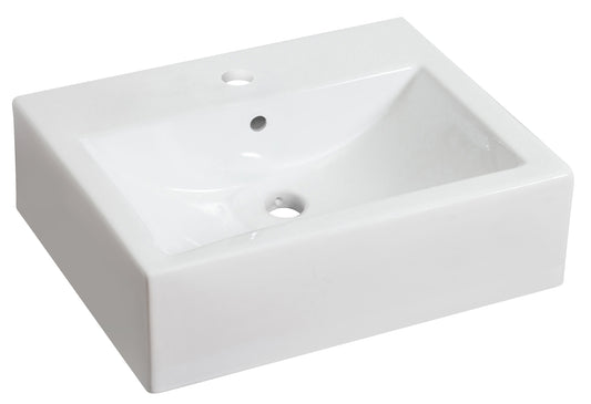 20.25-in. x 16.25-in. Rectangle Bathroom Vessel Sink White Enamel Glaze