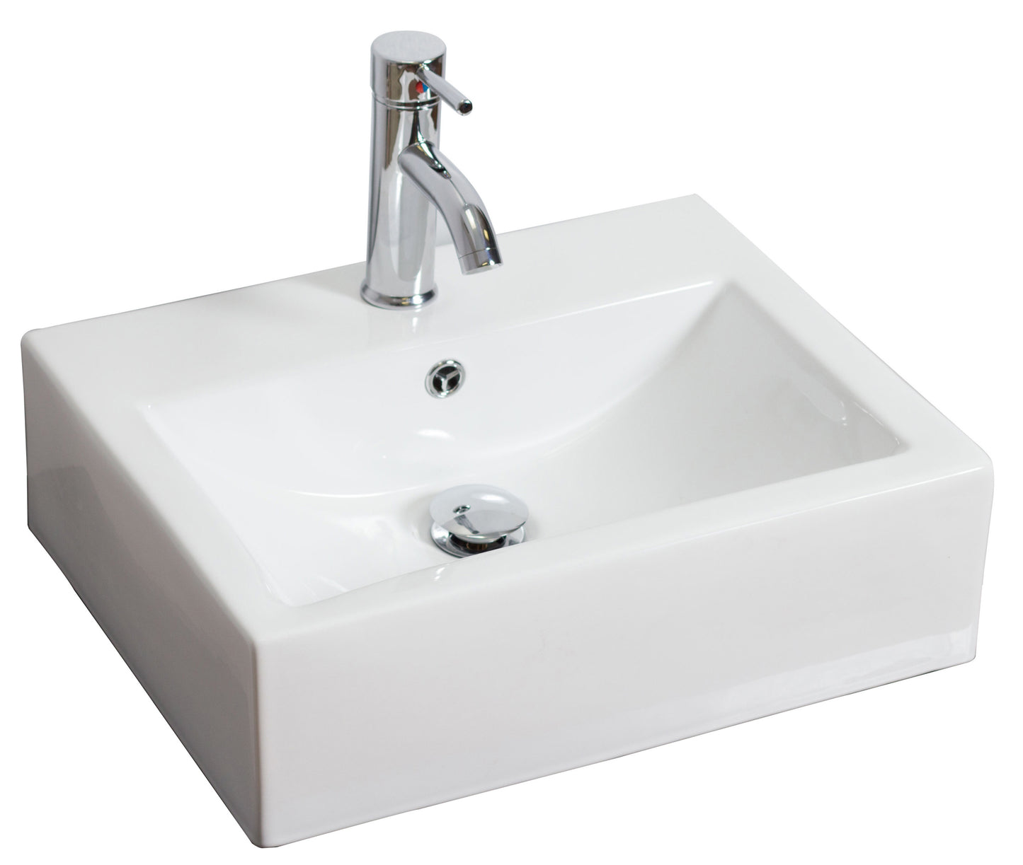 20.25-in. x 16.25-in. Rectangle Bathroom Vessel Sink White Enamel Glaze