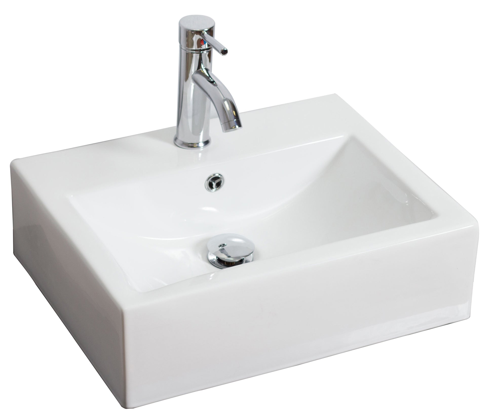20.25-in. x 16.25-in. Rectangle Bathroom Vessel Sink White Enamel Glaze