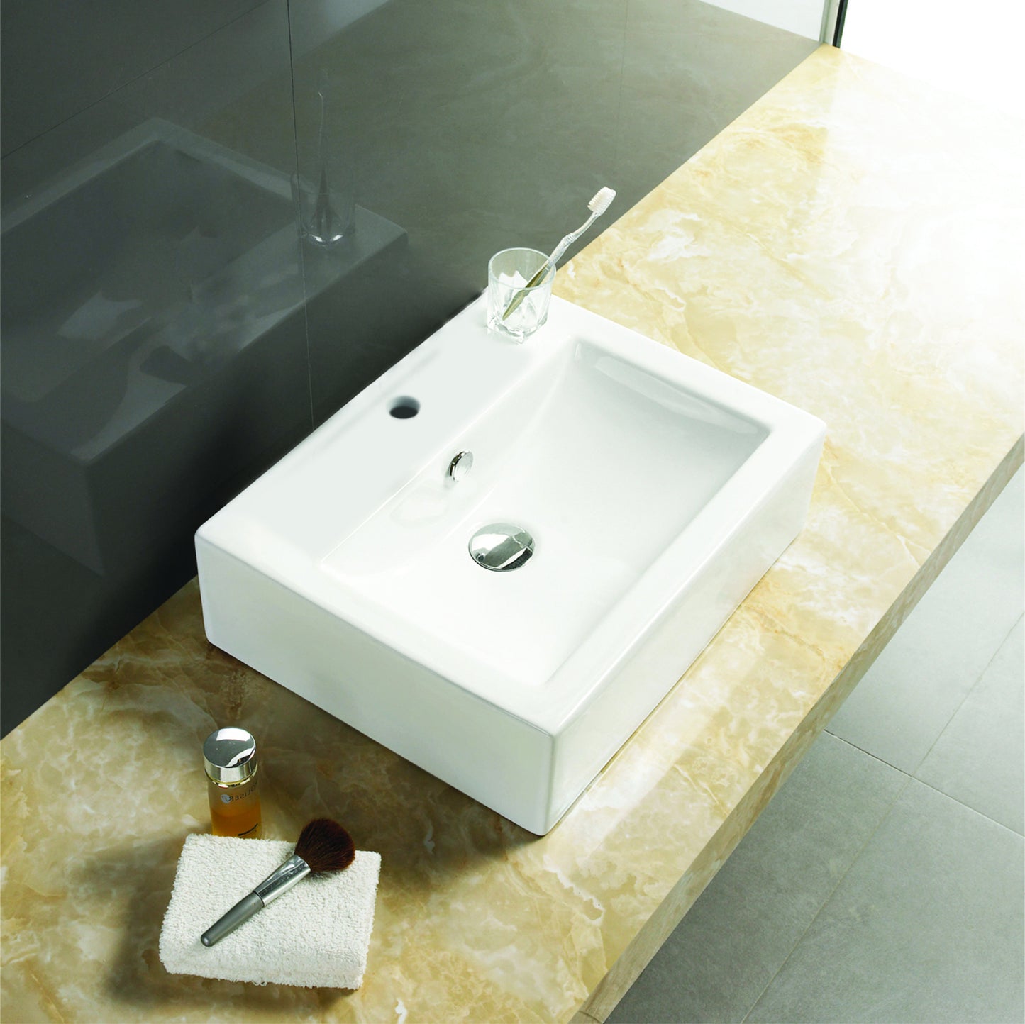20.25-in. x 16.25-in. Rectangle Bathroom Vessel Sink White Enamel Glaze