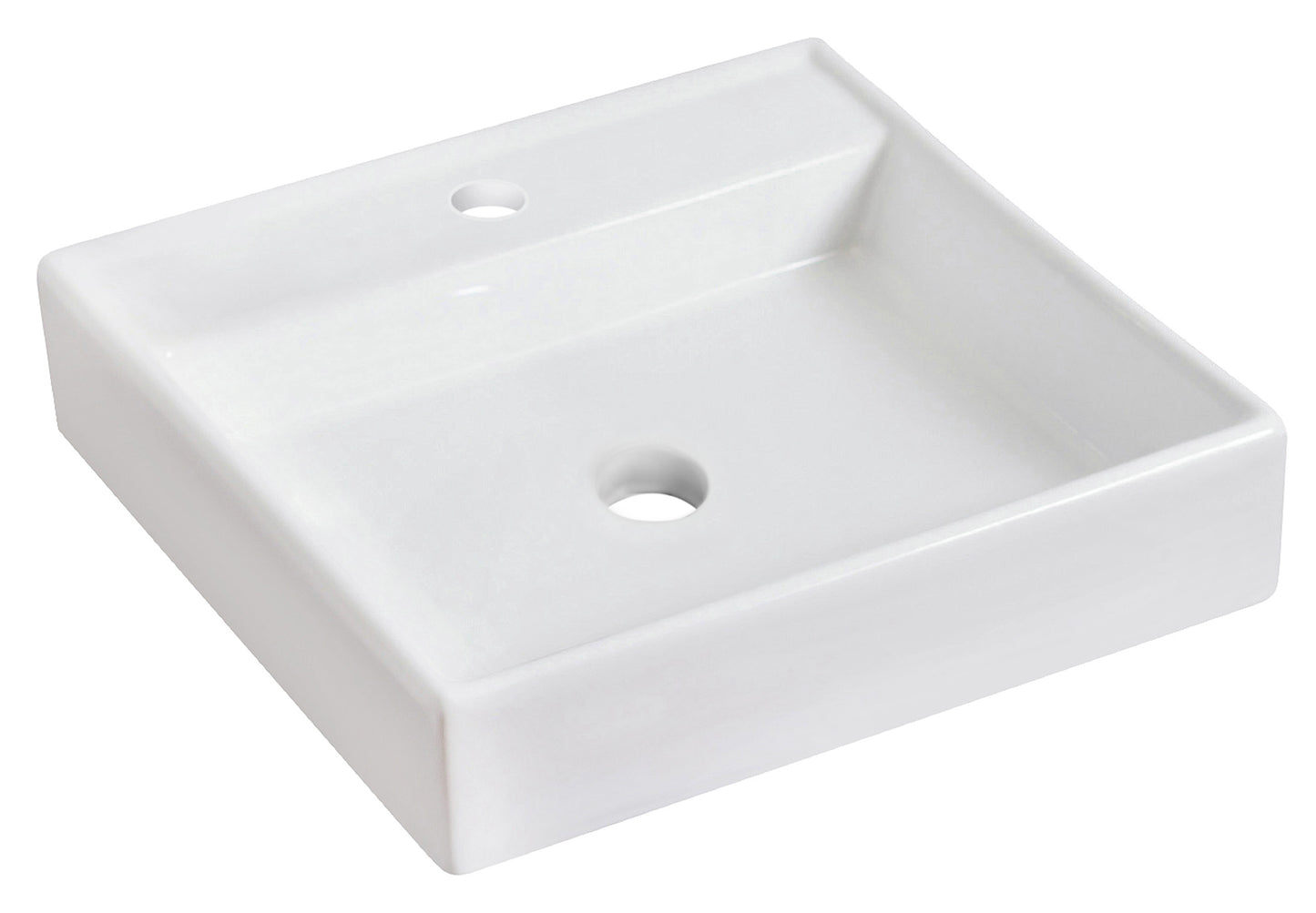 17.5-in. x 17.5-in. Square Bathroom Vessel Sink White Enamel Glaze