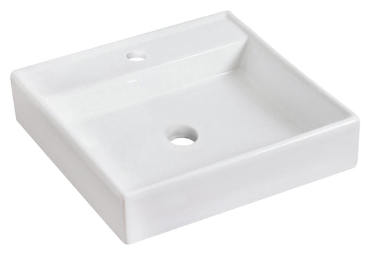 17.5-in. x 17.5-in. Square Bathroom Vessel Sink White Enamel Glaze