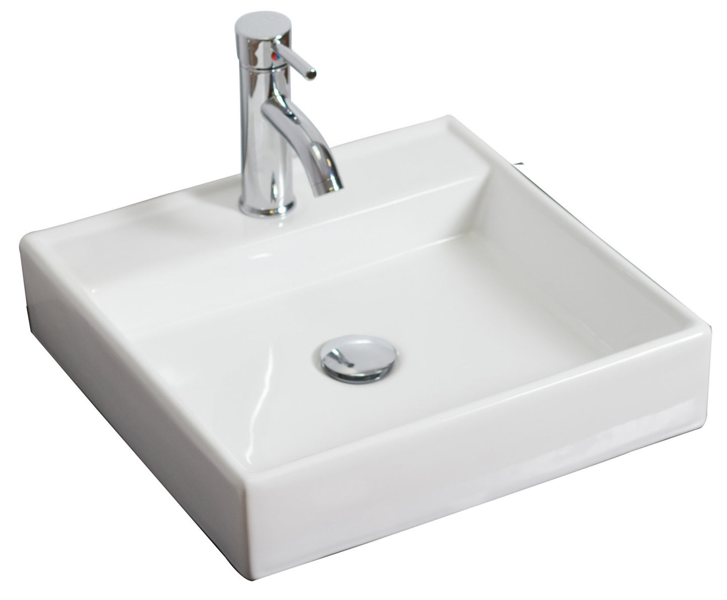 17.5-in. x 17.5-in. Square Bathroom Vessel Sink White Enamel Glaze