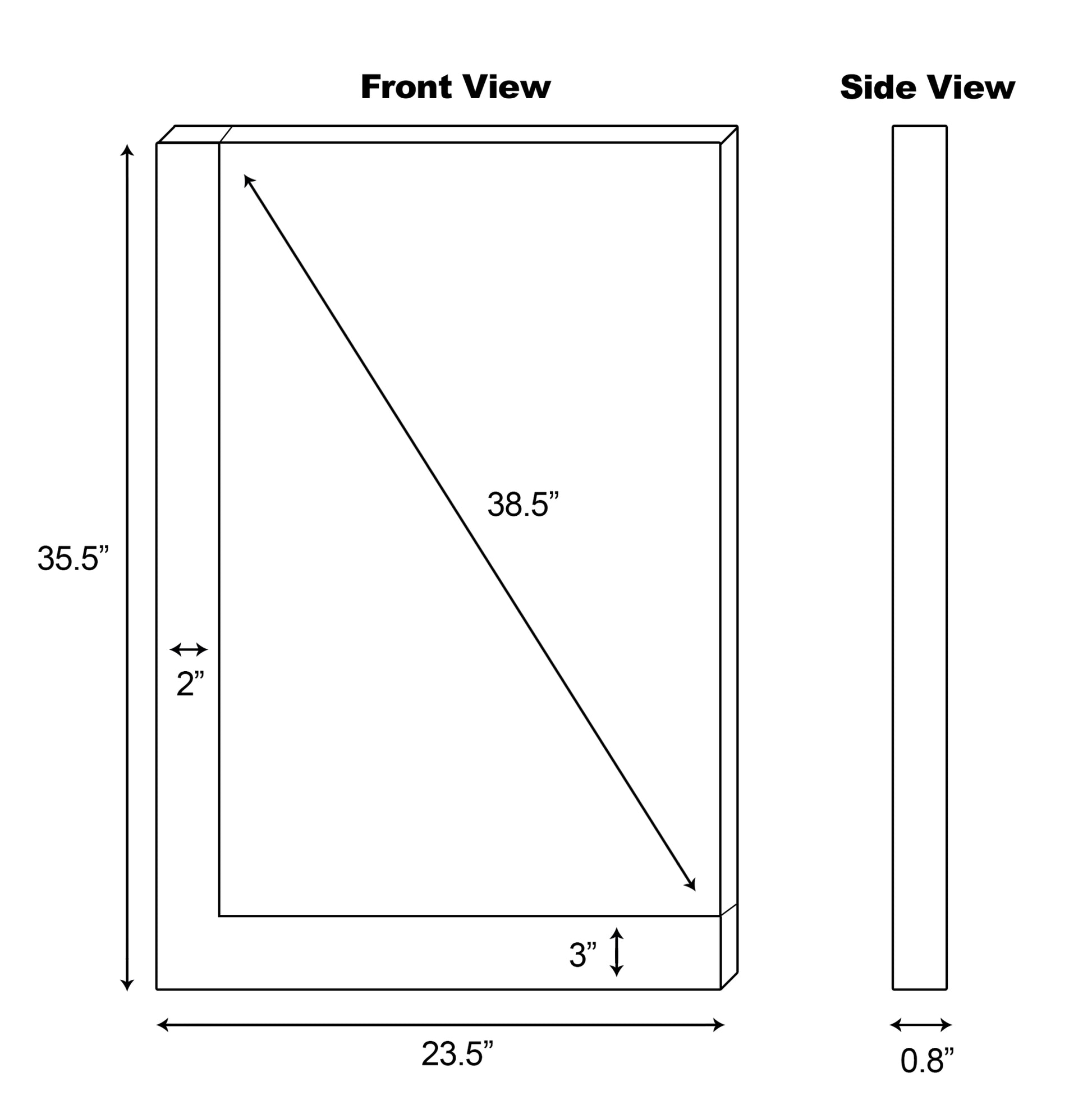 23.5-in. W 35.5-in. H Modern Plywood-Veneer Wood Mirror In White