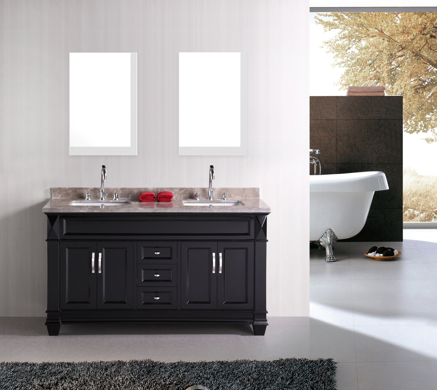 23.5-in. W 35.5-in. H Modern Plywood-Veneer Wood Mirror In White