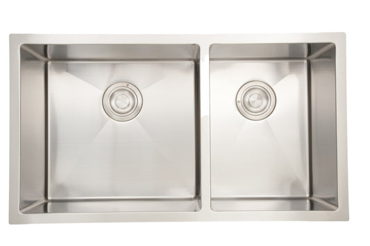 34-in. W CSA Approved Stainless Steel Kitchen Sink With 2 Bowl And 16 Gauge