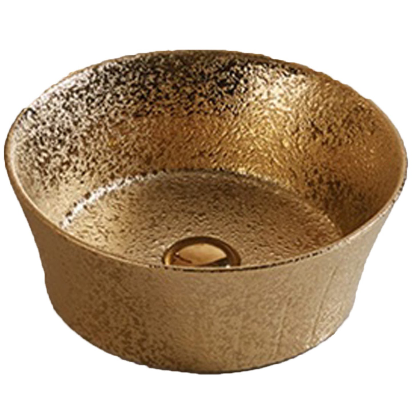 14.09-in. x 14.09-in. Round Bathroom Vessel Sink Gold Enamel Glaze